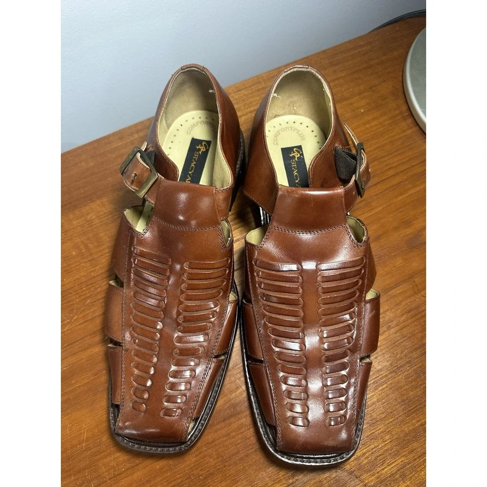 Stacy Adams Brown Leather Fisherman Sandals Brown Size 9.5